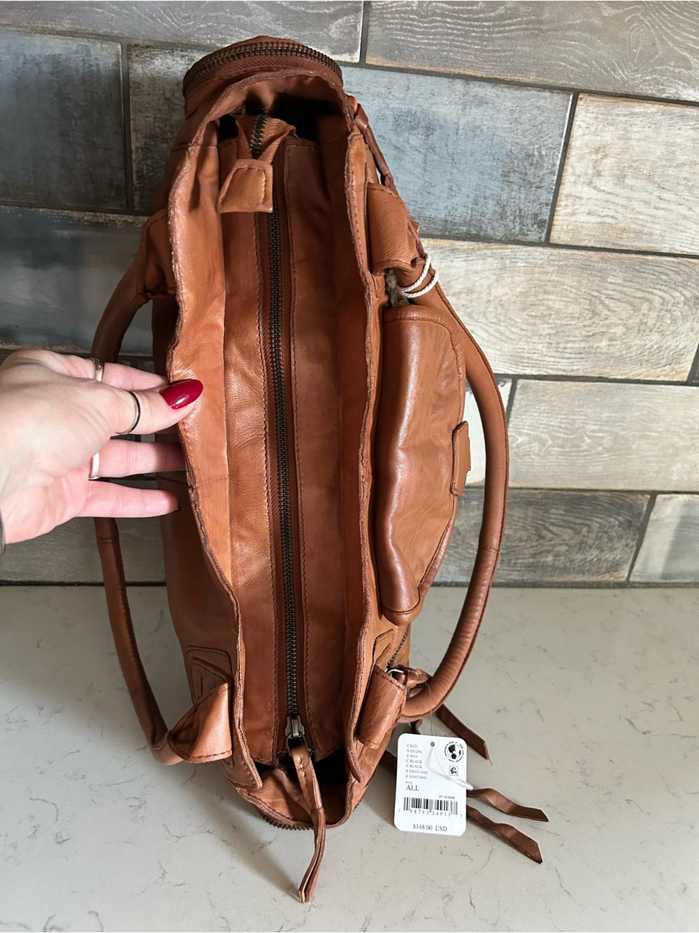 NWT Free People Sabo East West Bag in Saddle with Included Bags Charms & Scarf - Picture 13 of 16